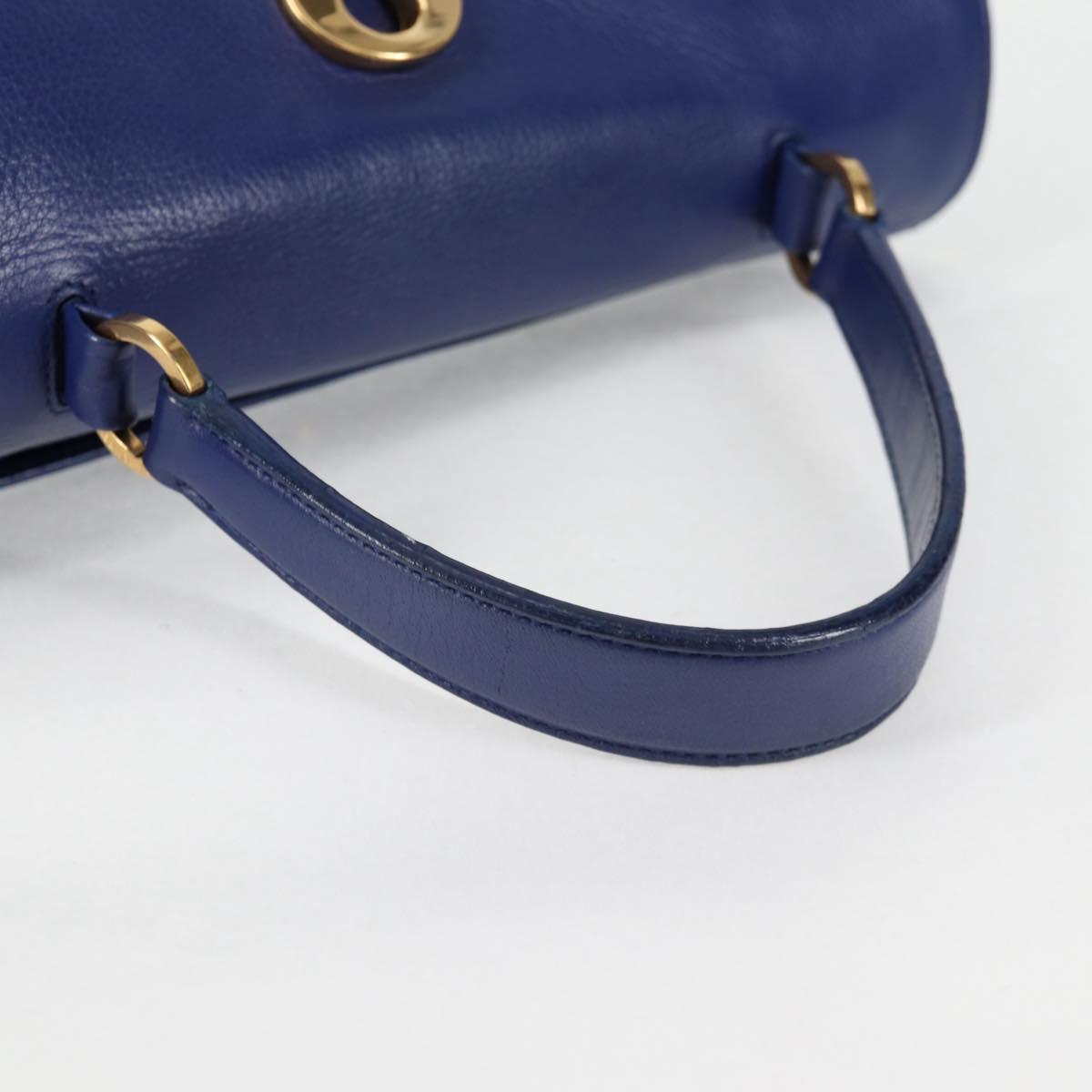 SAINT LAURENT Shoulder Bag Leather 2way Blue Gold 313456 Auth 127908V