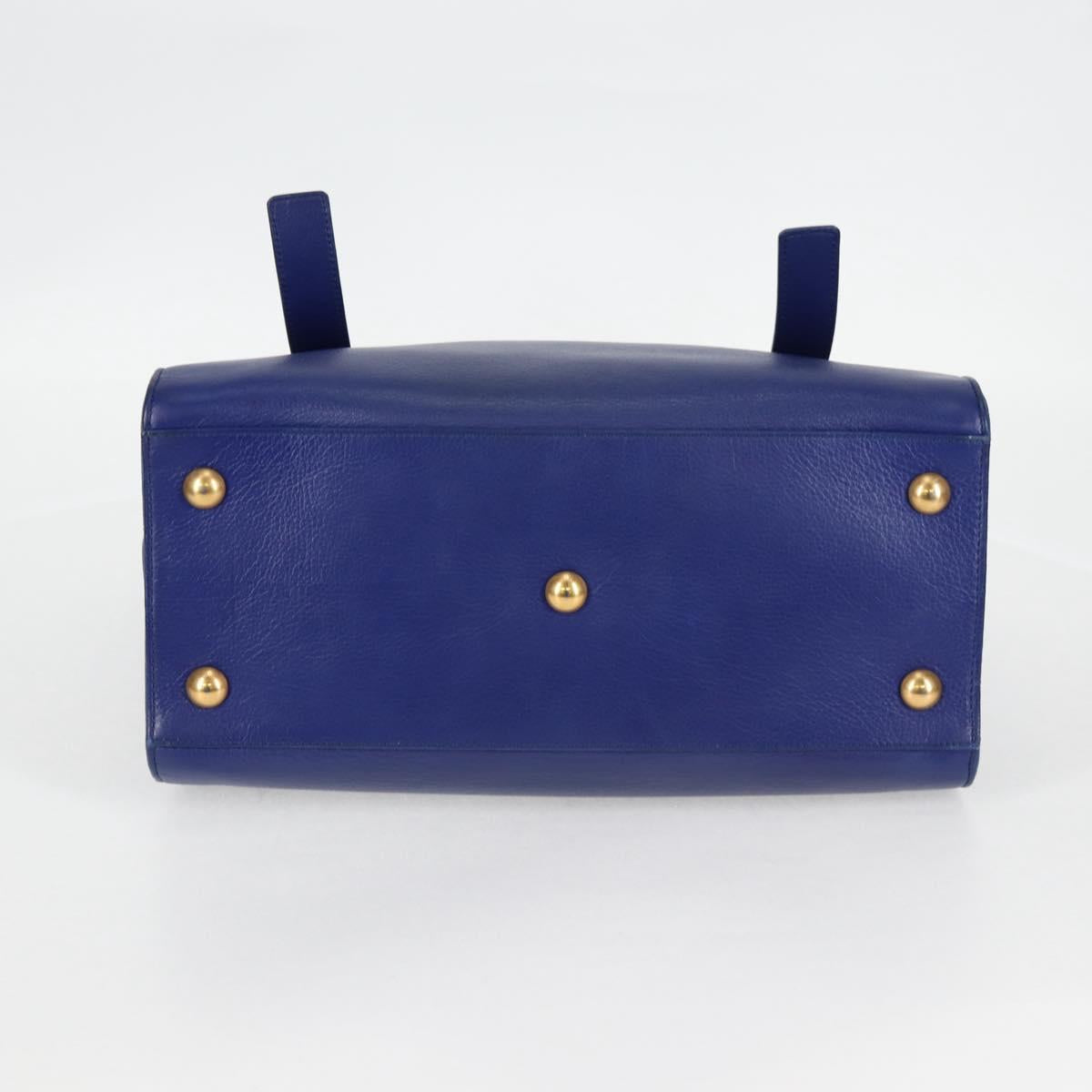 SAINT LAURENT Shoulder Bag Leather 2way Blue Gold 313456 Auth 127908V