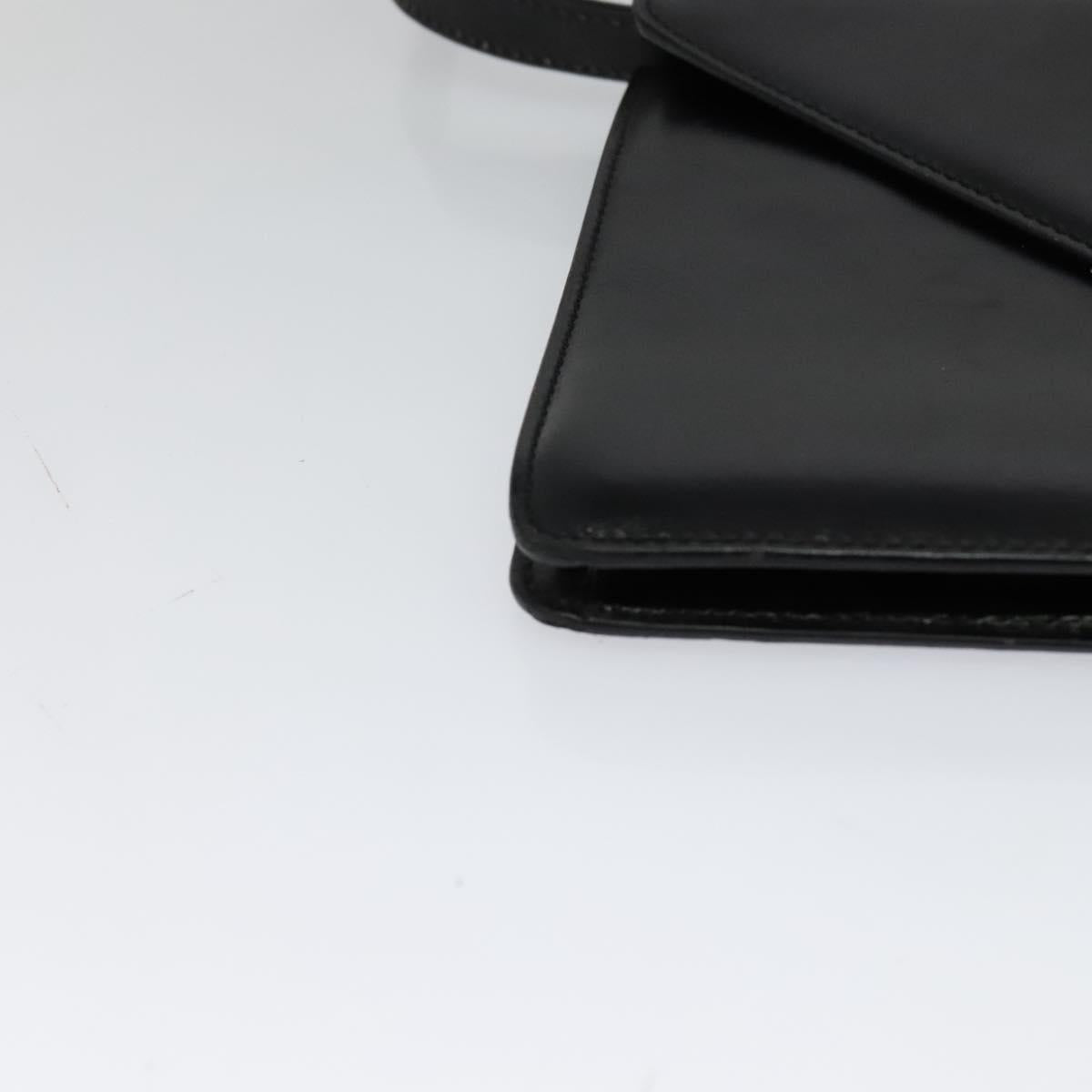 CELINE Shoulder Bag Leather Black Gold Auth 127909