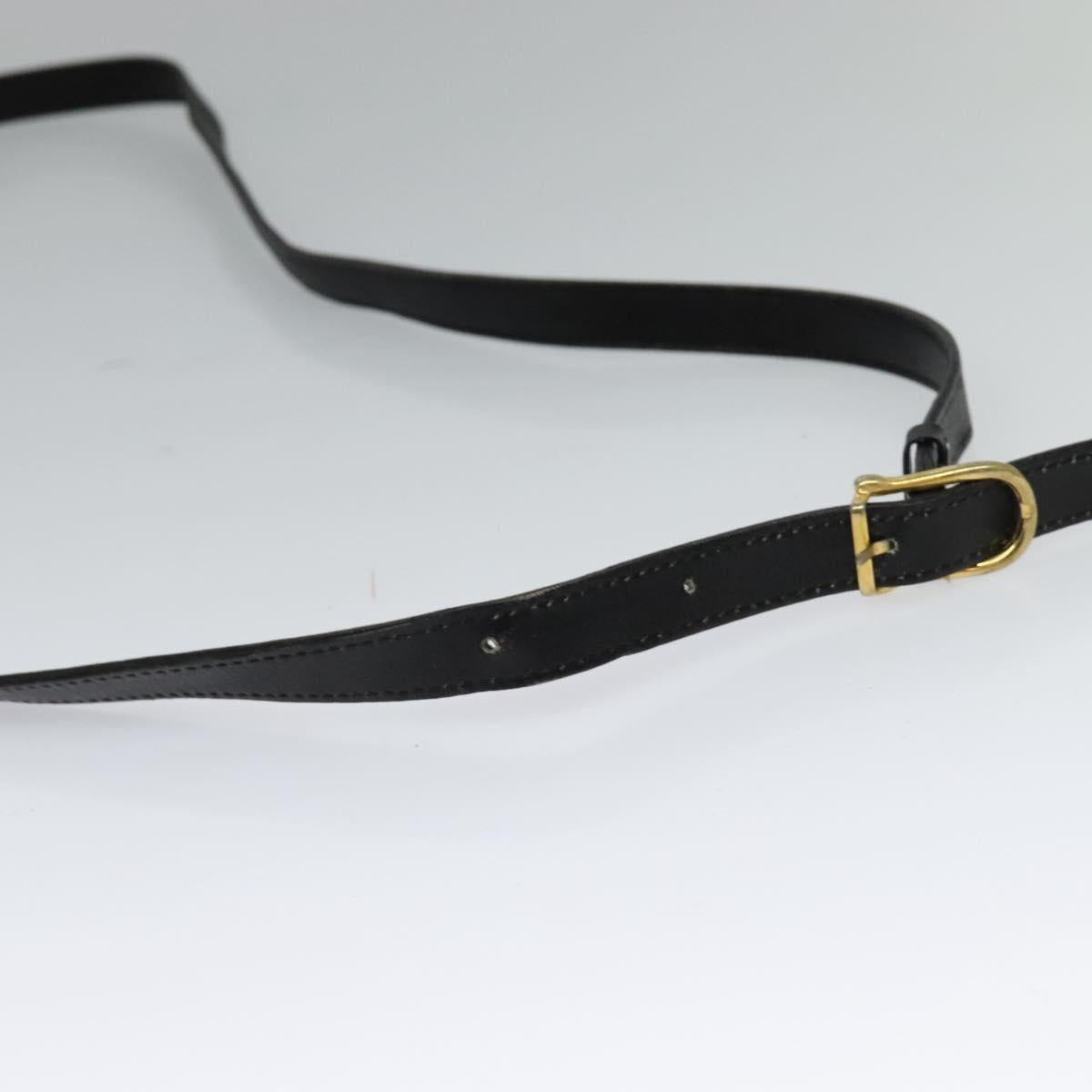 CELINE Shoulder Bag Leather Black Gold Auth 127909