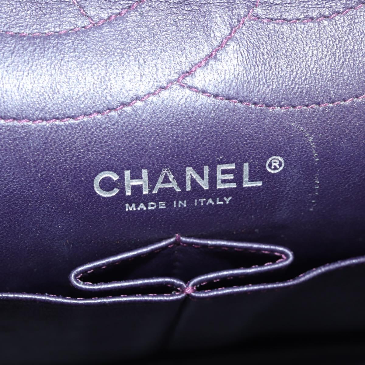 CHANEL Matelasse 2.55 Double Flap Chain Bag Cotton Purple CC Auth 127929M