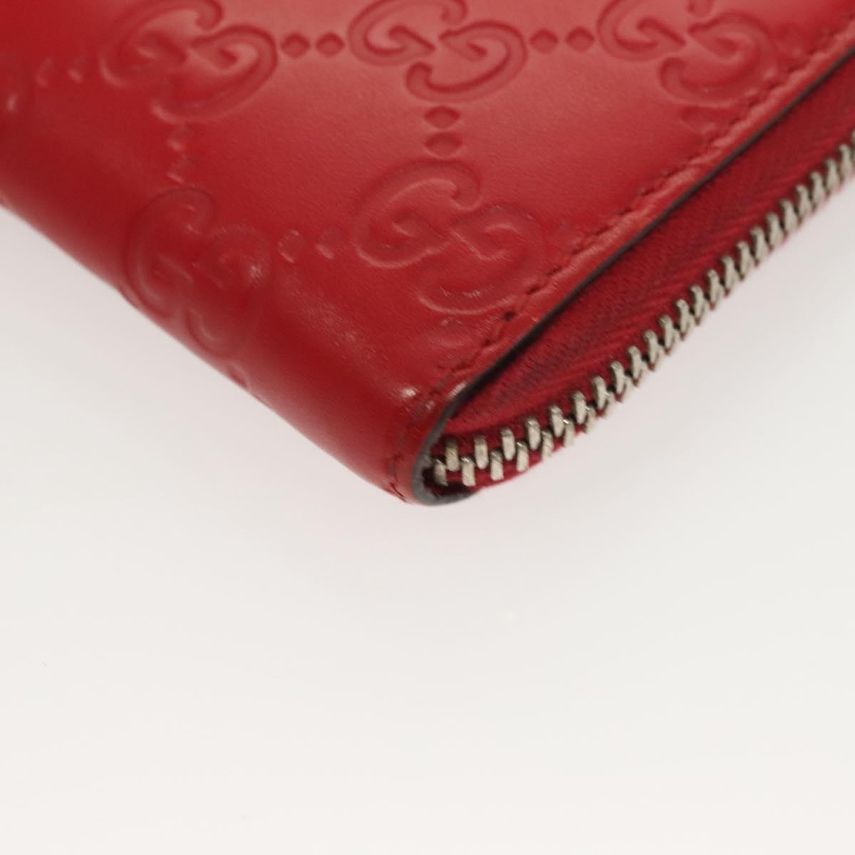GUCCI GG Canvas Guccissima Coin Purse Leather Red 255452 Auth 127950V