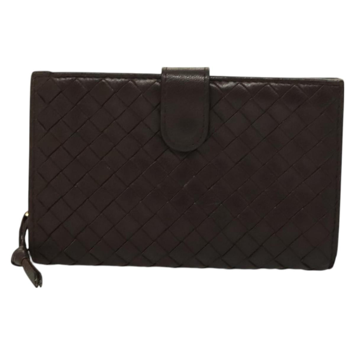 BOTTEGA VENETA INTRECCIATO Wallet Leather Brown 121060 Auth 127951