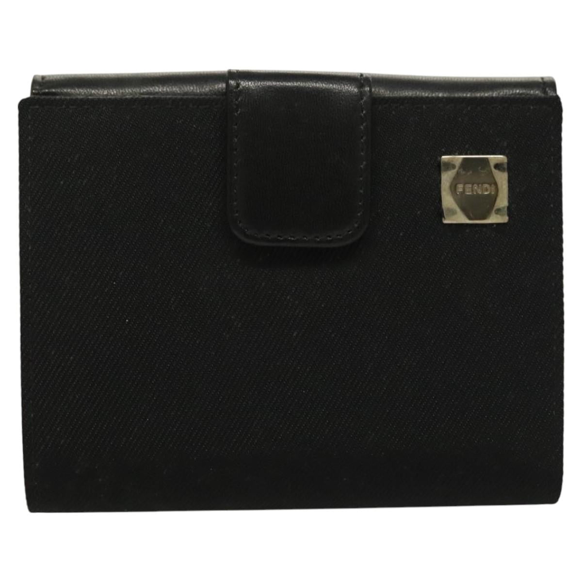 FENDI Wallet Canvas Black Auth 127954V