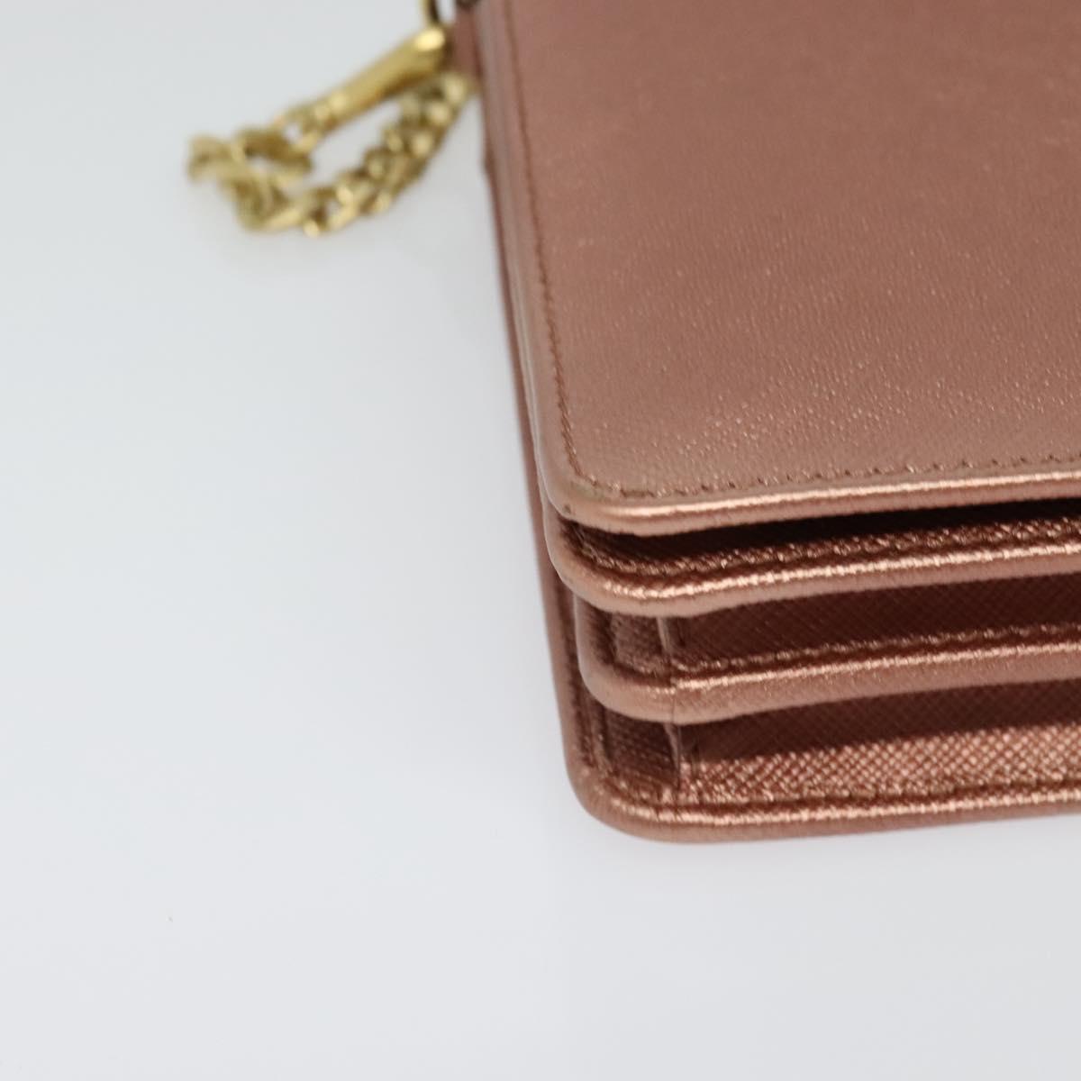 PRADA Chain Shoulder Bag Leather Pink Gold Auth 127990