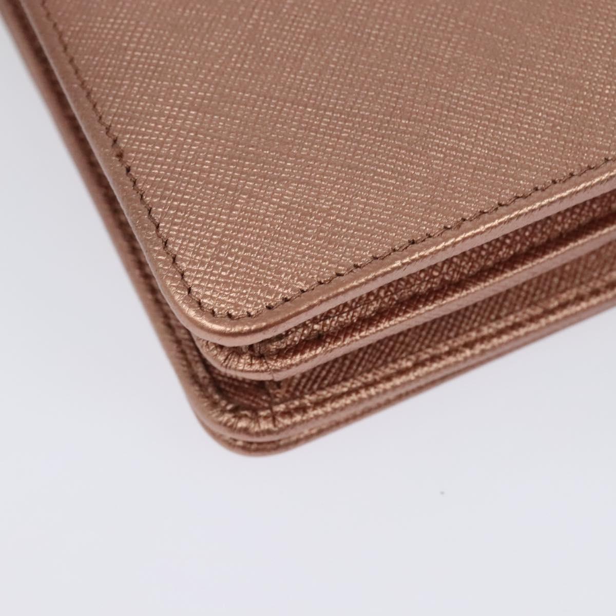 PRADA Chain Shoulder Bag Leather Pink Gold Auth 127990