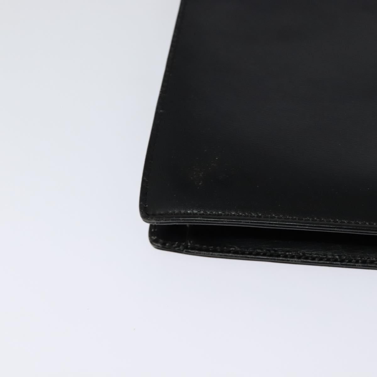 GUCCI Shoulder Bag Leather Black Gold Auth 128014