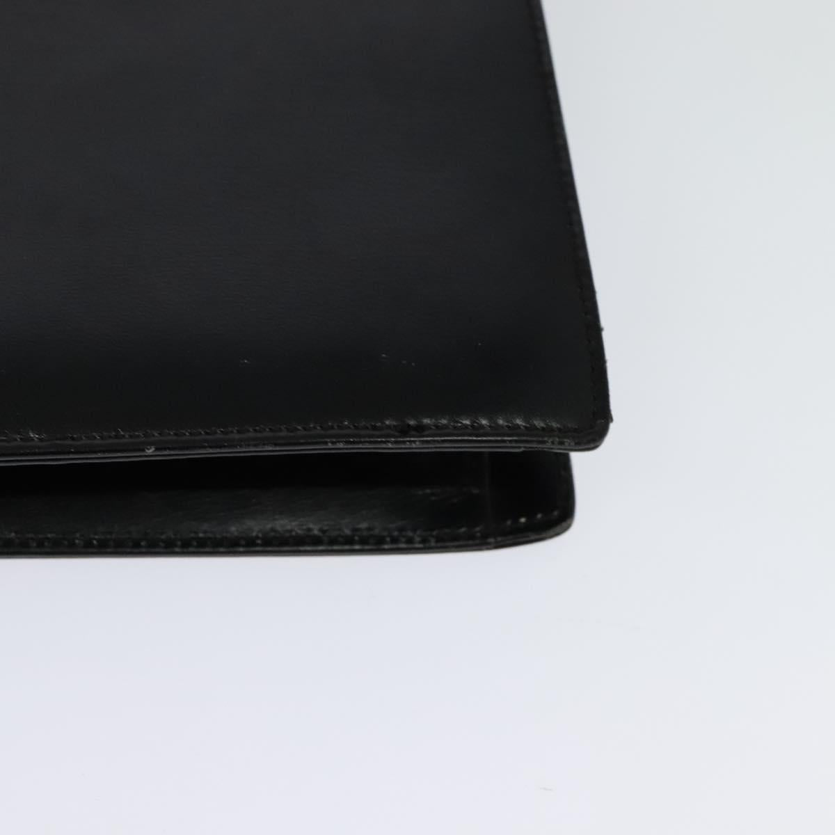 GUCCI Shoulder Bag Leather Black Gold Auth 128014