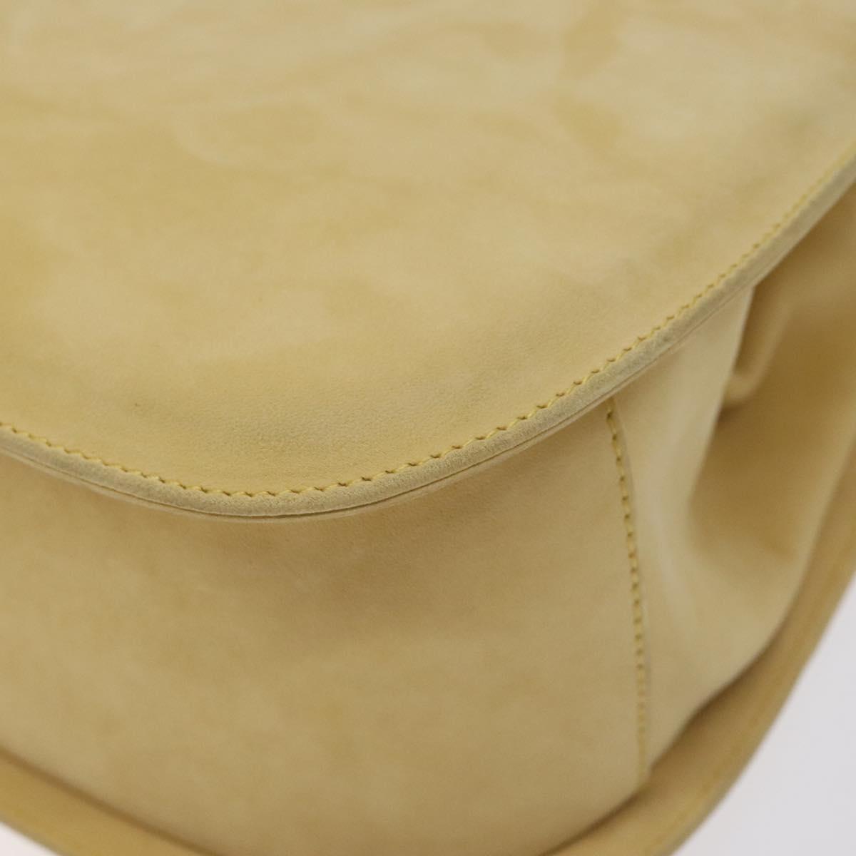 Salvatore Ferragamo Gancini Hand Bag Suede Beige Gold Auth 128015