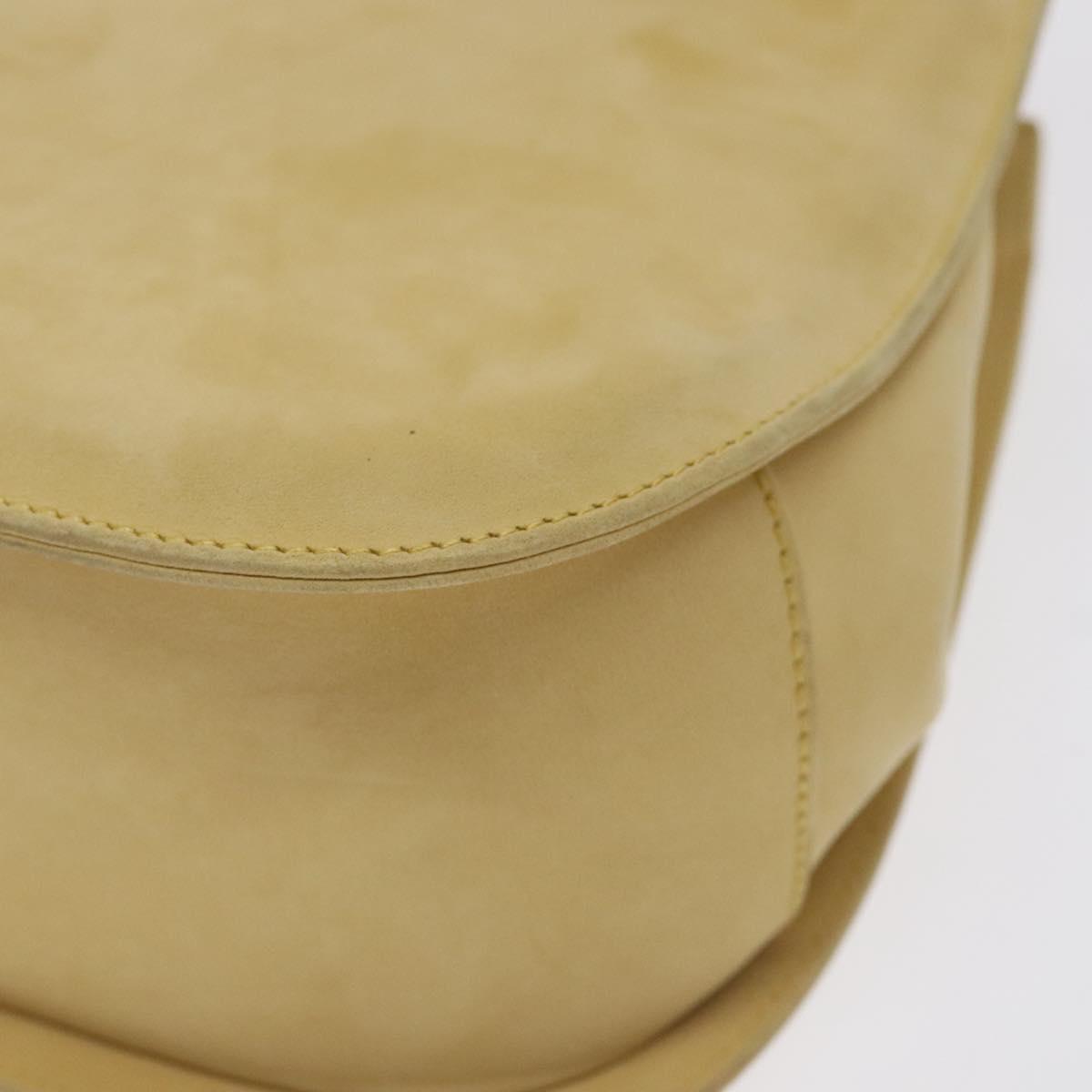 Salvatore Ferragamo Gancini Hand Bag Suede Beige Gold Auth 128015