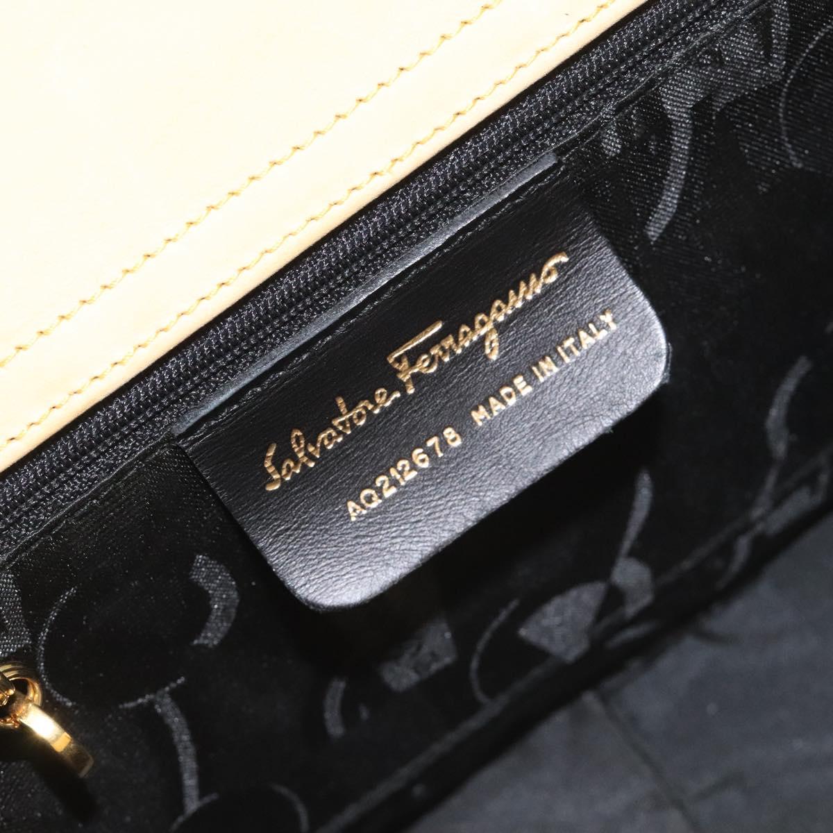 Salvatore Ferragamo Gancini Hand Bag Suede Beige Gold Auth 128015
