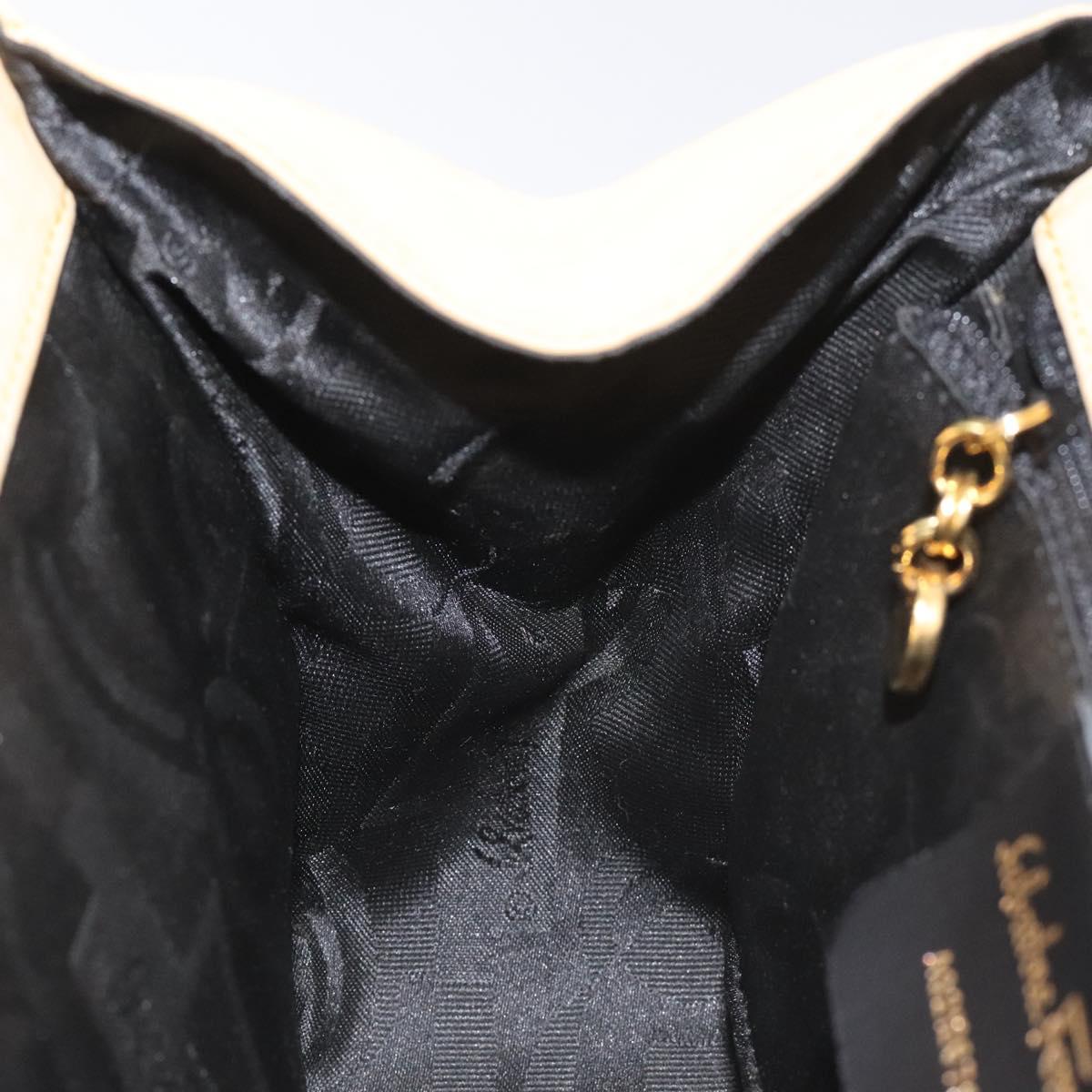 Salvatore Ferragamo Gancini Hand Bag Suede Beige Gold Auth 128015