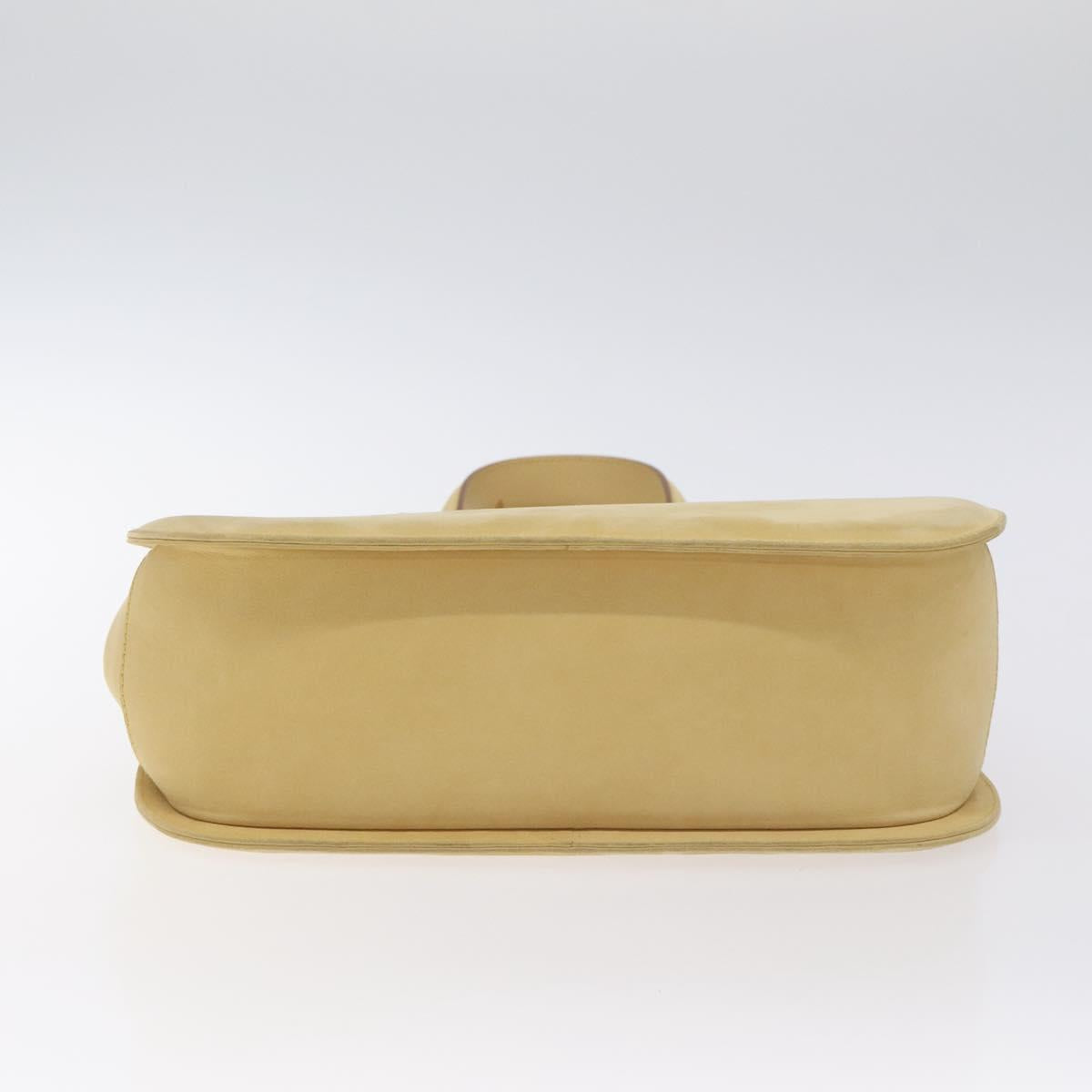 Salvatore Ferragamo Gancini Hand Bag Suede Beige Gold Auth 128015