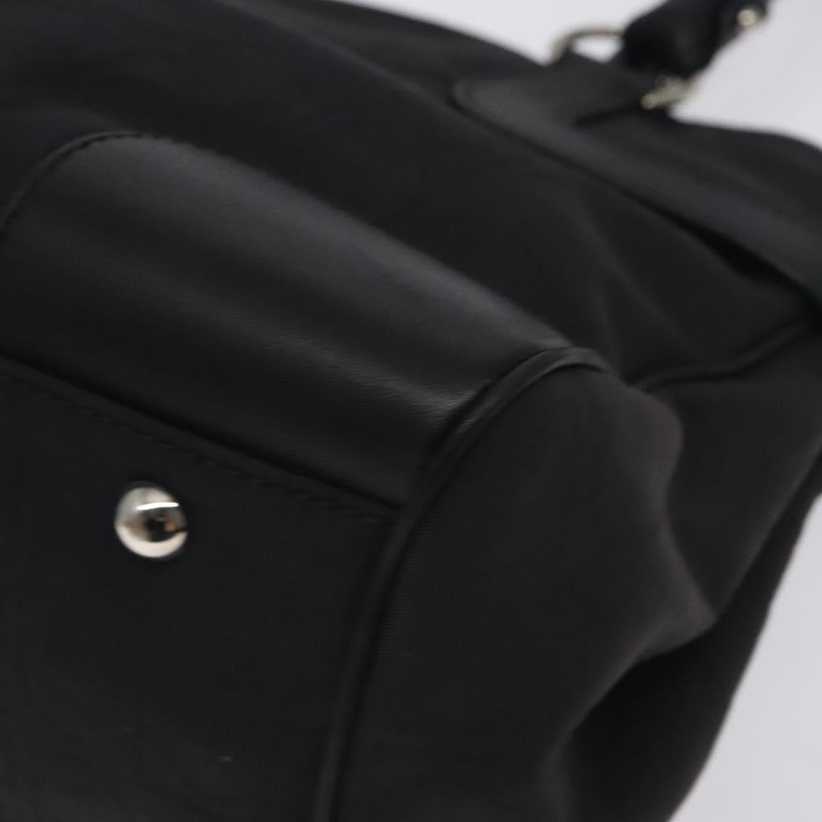 Salvatore Ferragamo Gancini Hand Bag Nylon Black Silver Auth 128016