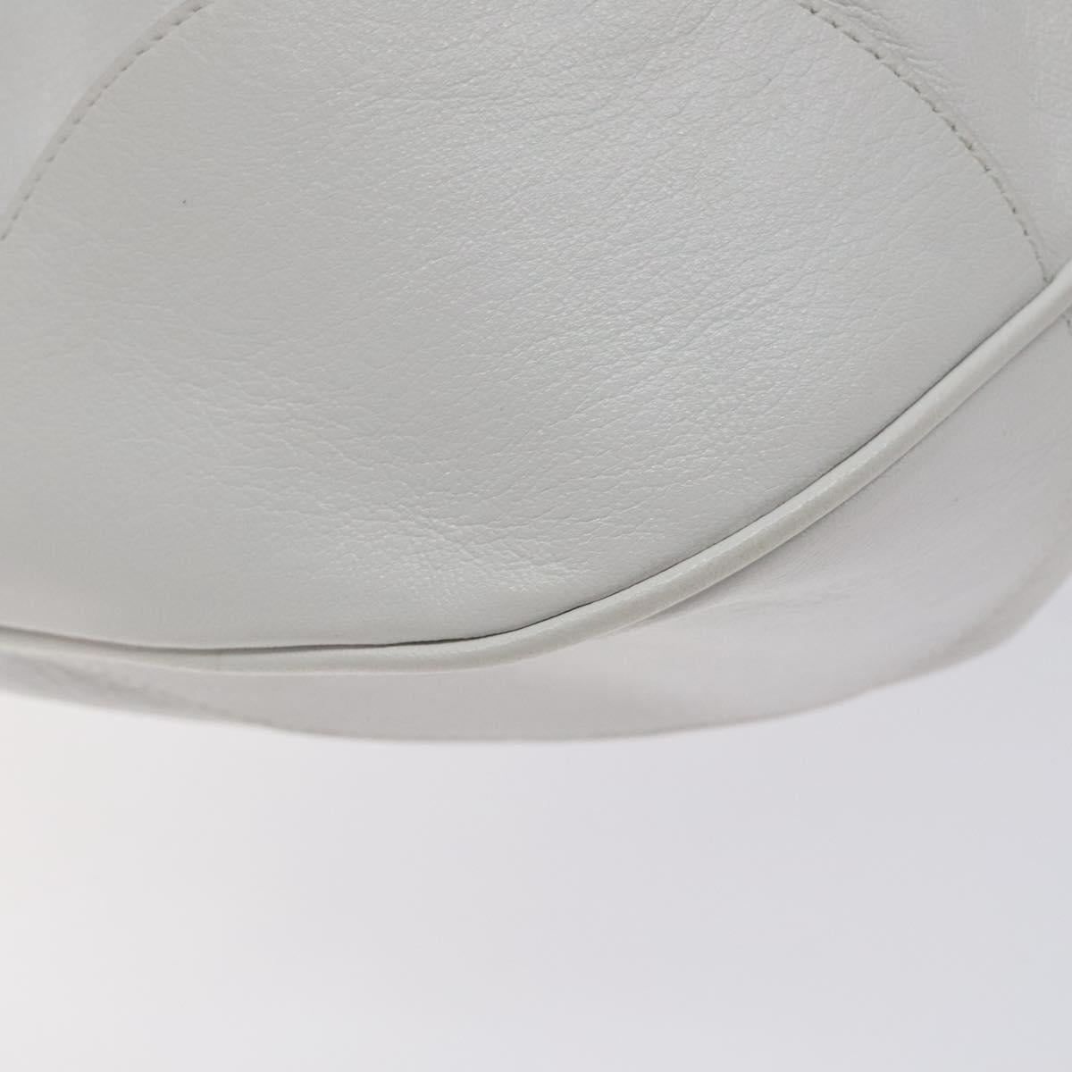 Salvatore Ferragamo Gancini Shoulder Bag Leather White Silver Auth 128020