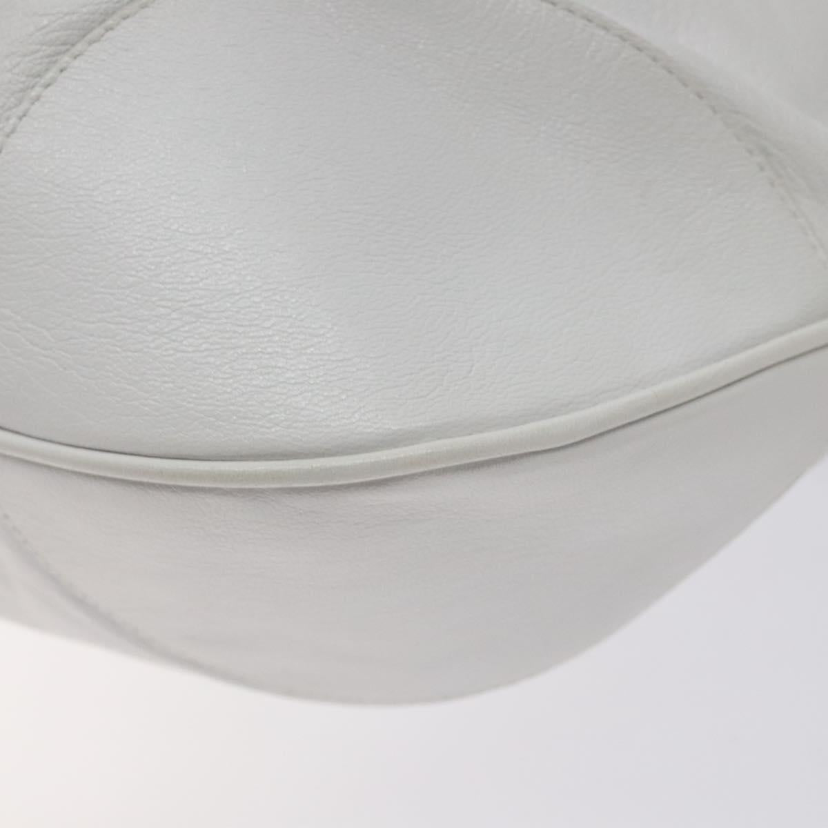 Salvatore Ferragamo Gancini Shoulder Bag Leather White Silver Auth 128020