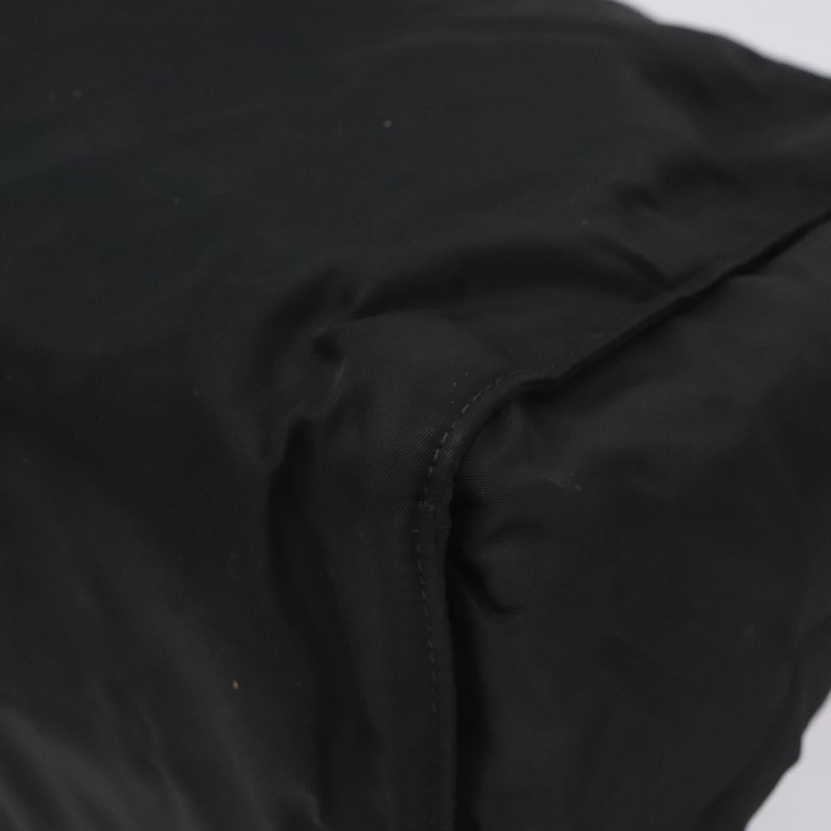 PRADA Hand Bag Nylon Black Gold Auth 128024