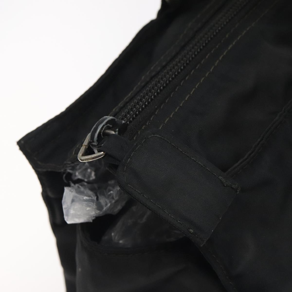 PRADA Hand Bag Nylon Black Gold Auth 128024