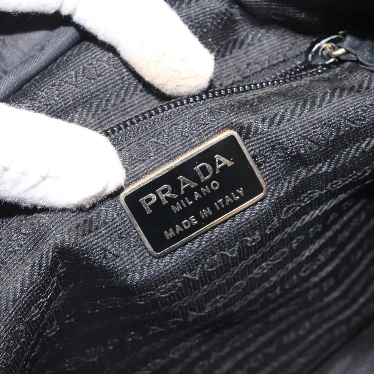 PRADA Hand Bag Nylon Black Gold Auth 128024