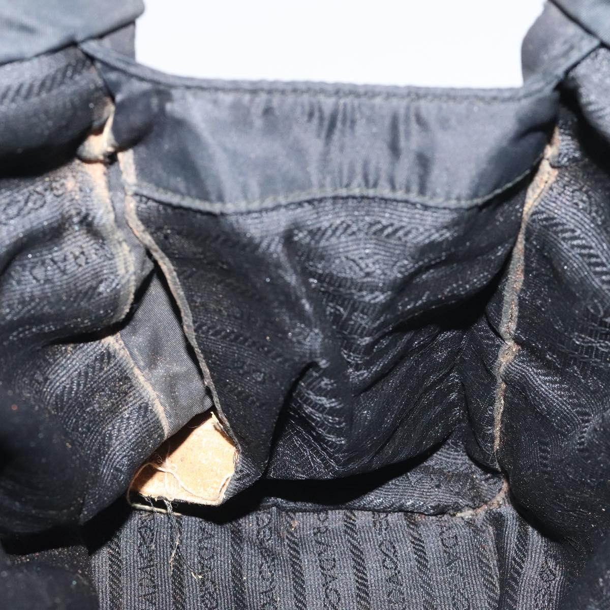 PRADA Hand Bag Nylon Black Gold Auth 128024