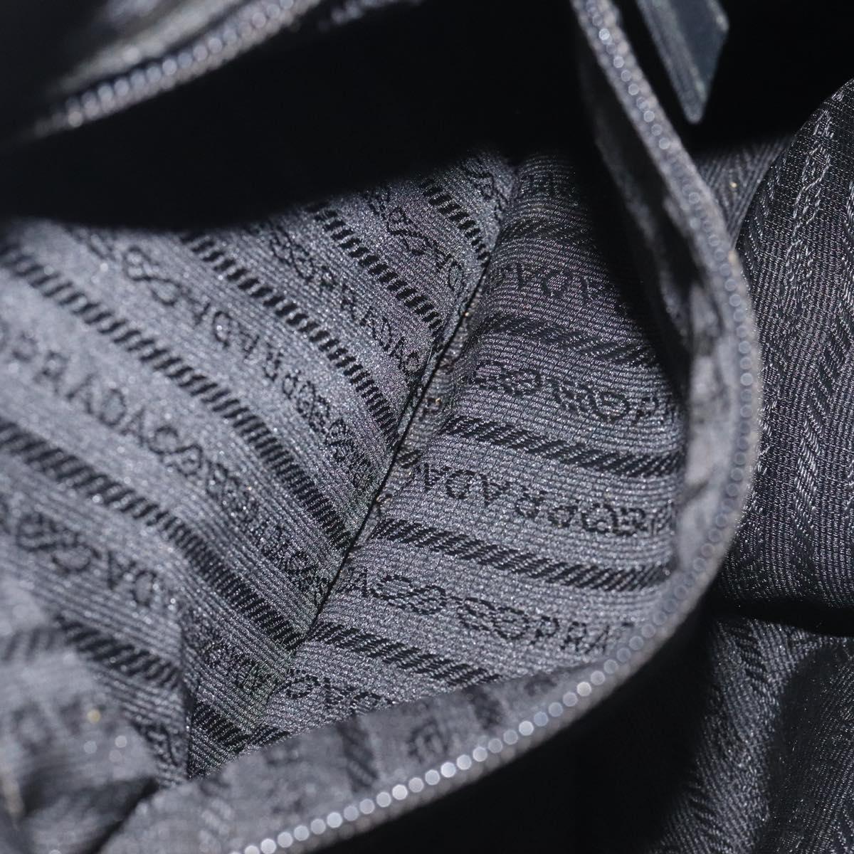 PRADA Hand Bag Nylon Black Gold Auth 128024