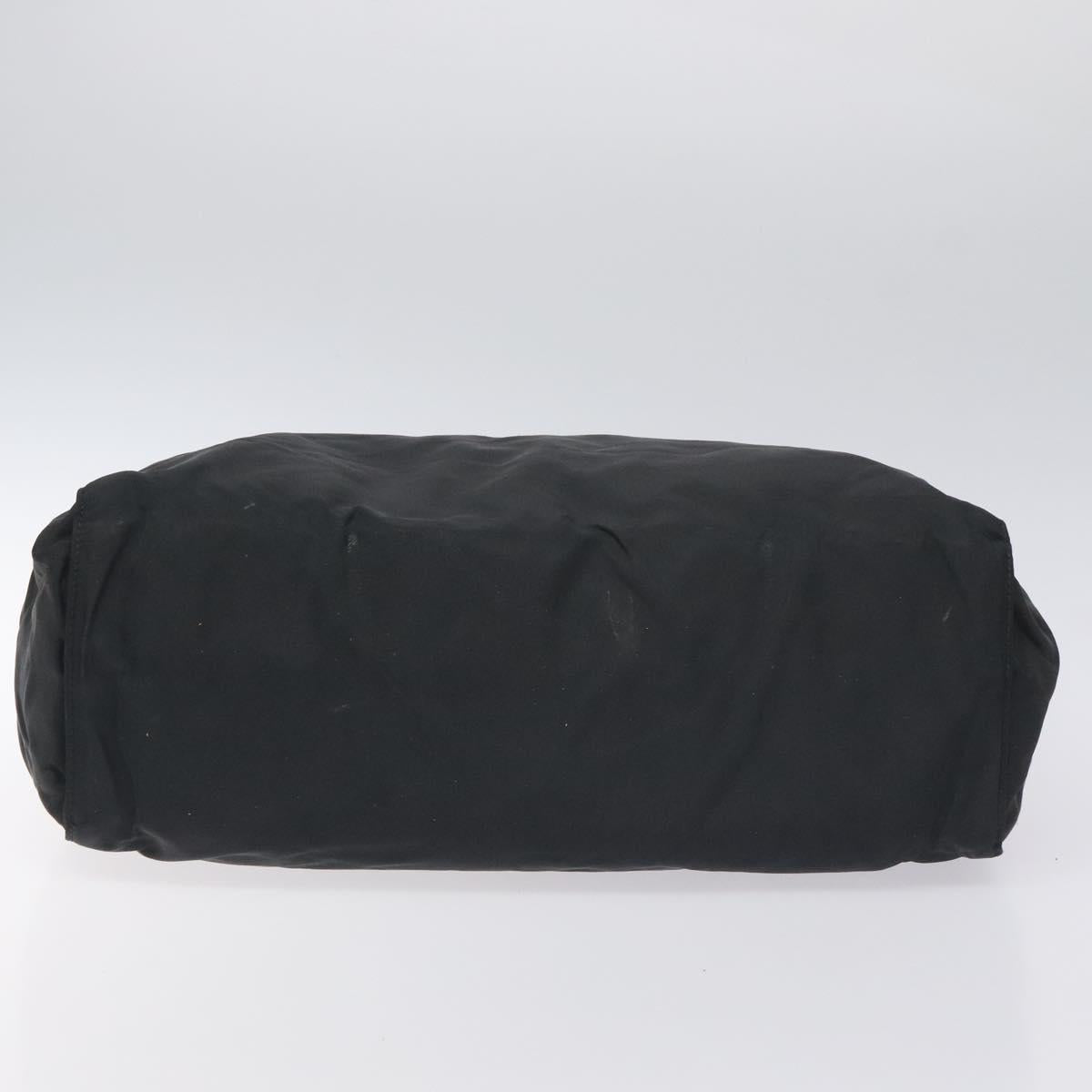 PRADA Hand Bag Nylon Black Gold Auth 128024