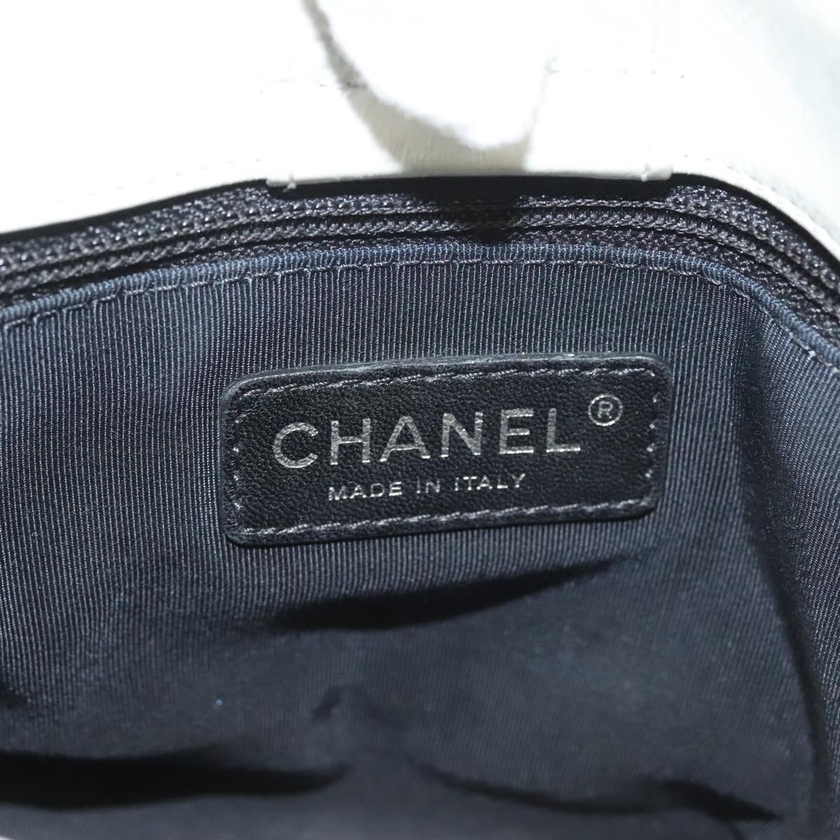 CHANEL Chain Shoulder Bag Lamb Skin White Silver CC Auth 128035
