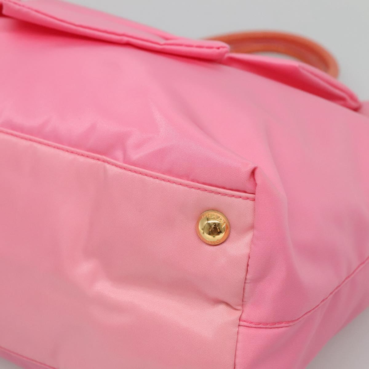PRADA Hand Bag Nylon Pink Gold Auth 128057