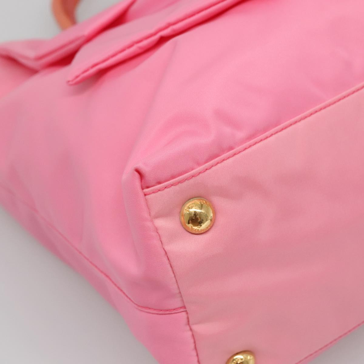 PRADA Hand Bag Nylon Pink Gold Auth 128057