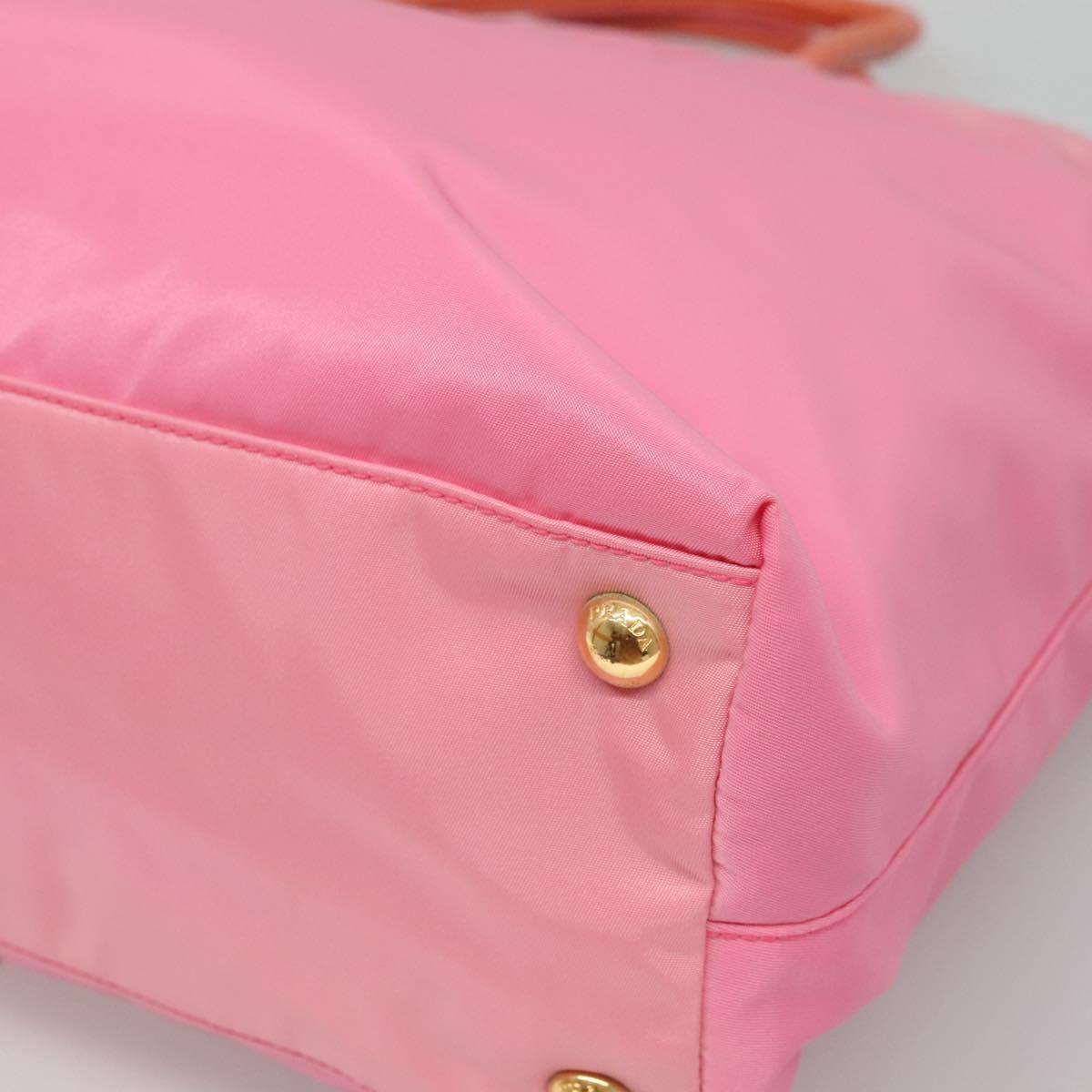 PRADA Hand Bag Nylon Pink Gold Auth 128057