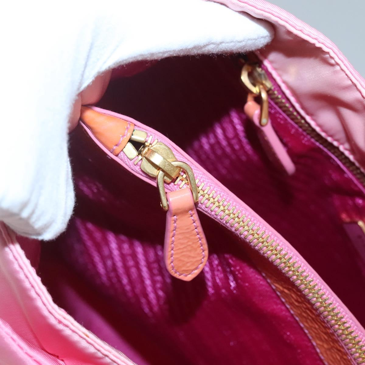 PRADA Hand Bag Nylon Pink Gold Auth 128057