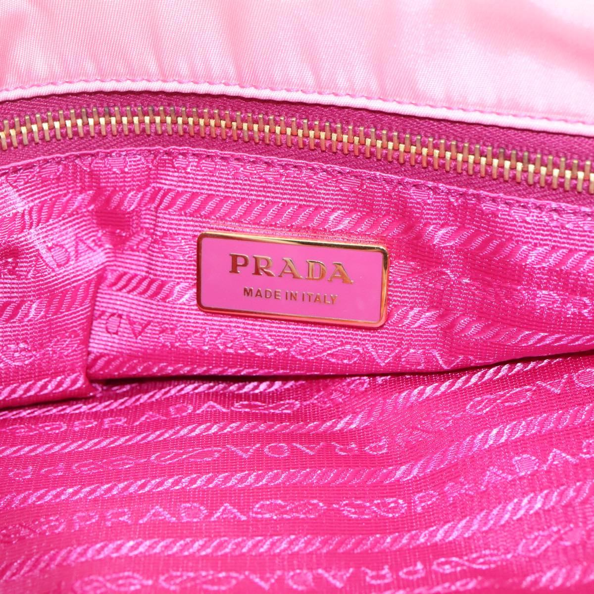 PRADA Hand Bag Nylon Pink Gold Auth 128057