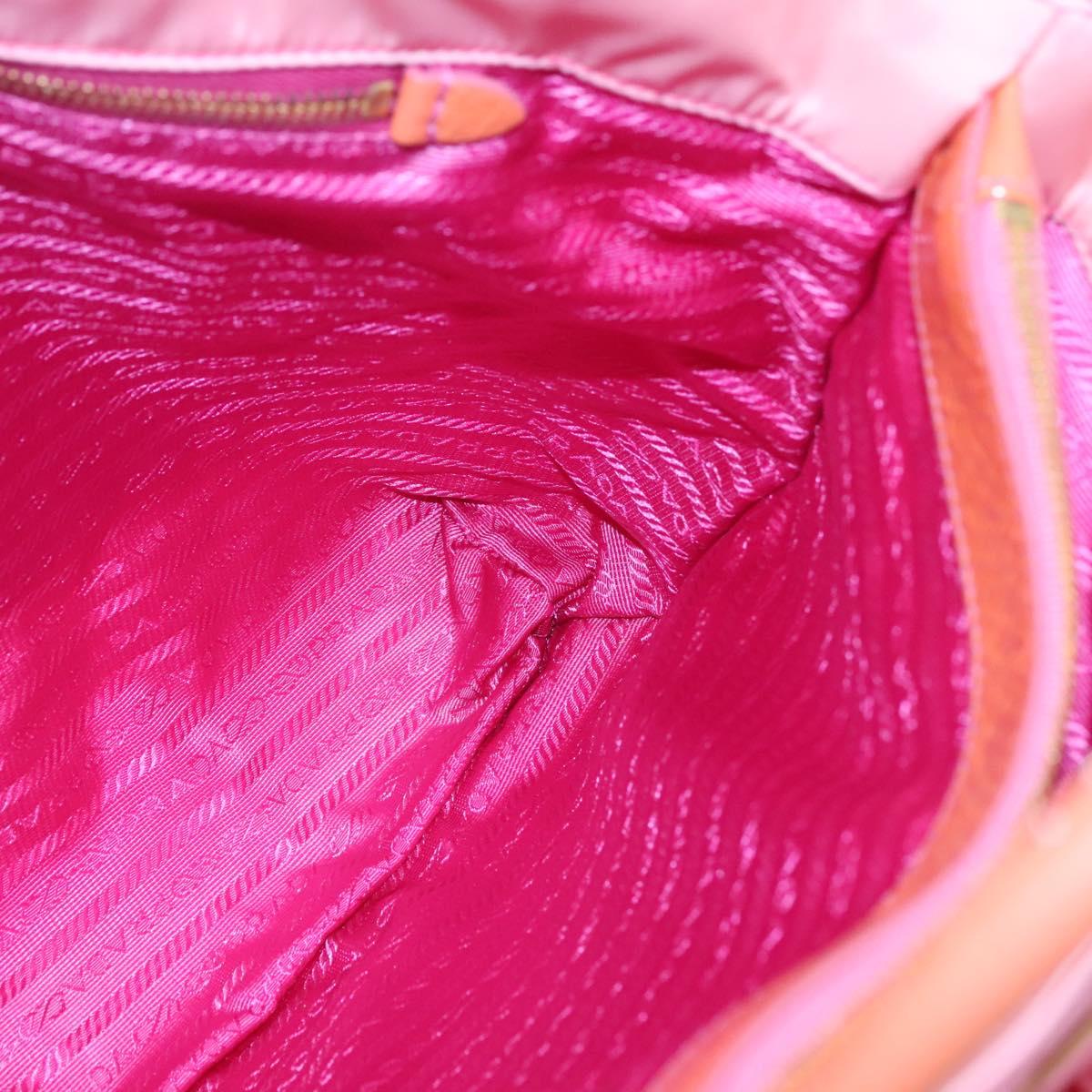 PRADA Hand Bag Nylon Pink Gold Auth 128057