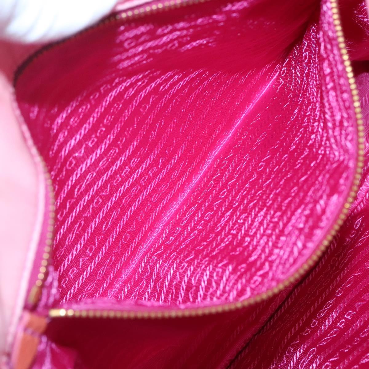 PRADA Hand Bag Nylon Pink Gold Auth 128057