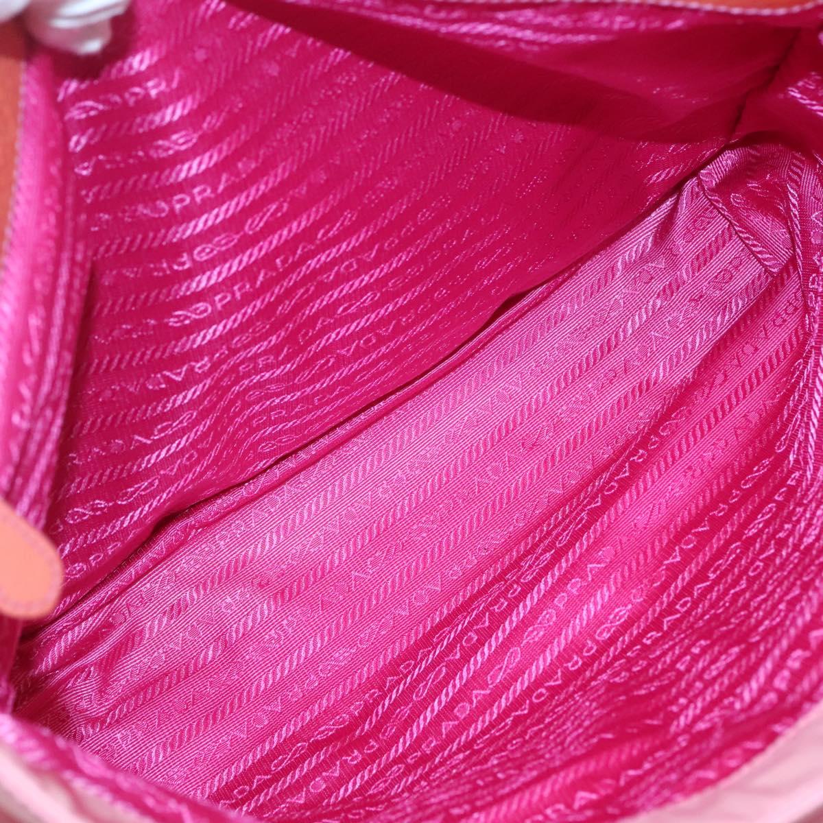 PRADA Hand Bag Nylon Pink Gold Auth 128057