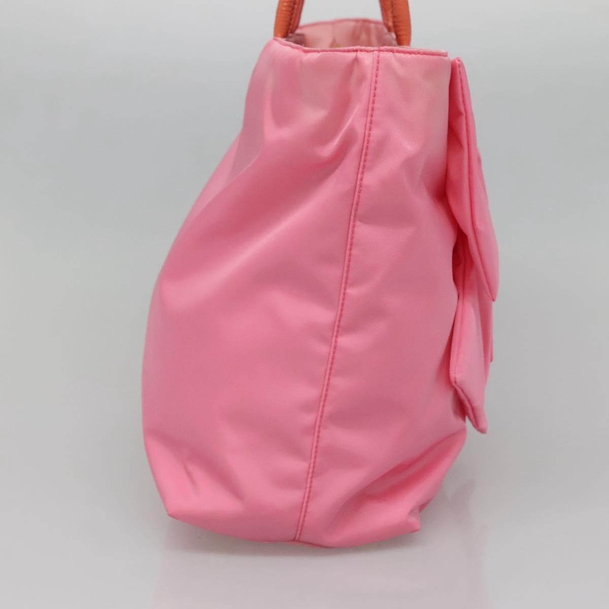 PRADA Hand Bag Nylon Pink Gold Auth 128057
