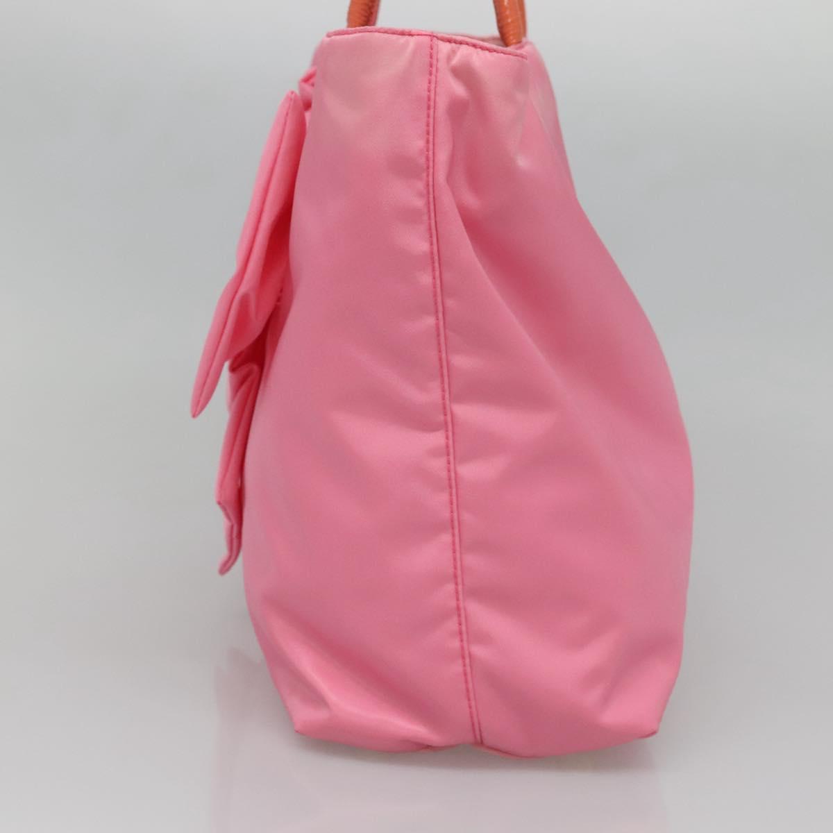 PRADA Hand Bag Nylon Pink Gold Auth 128057