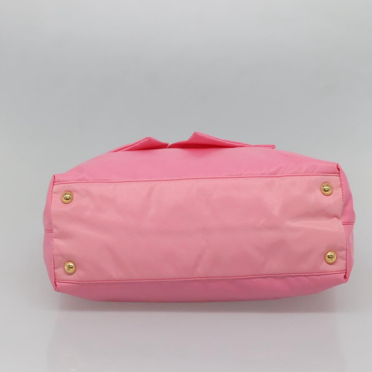 PRADA Hand Bag Nylon Pink Gold Auth 128057