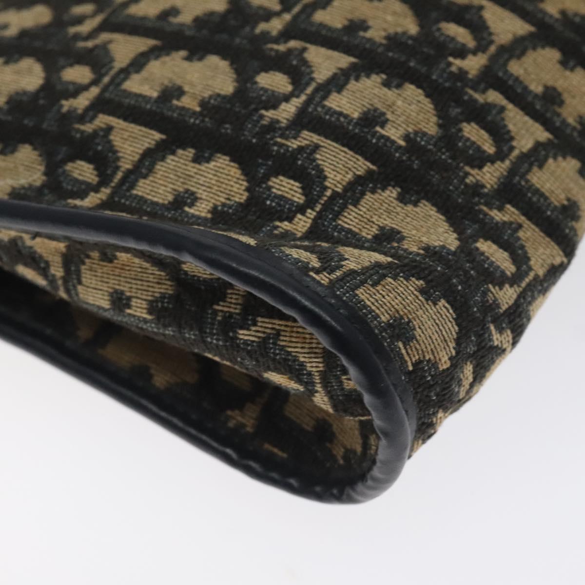 Christian Dior Trotter Canvas Shoulder Bag Navy Gold Auth 128065