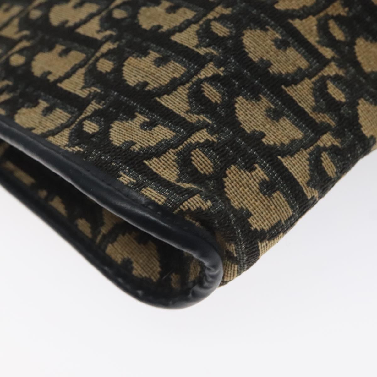 Christian Dior Trotter Canvas Shoulder Bag Navy Gold Auth 128065