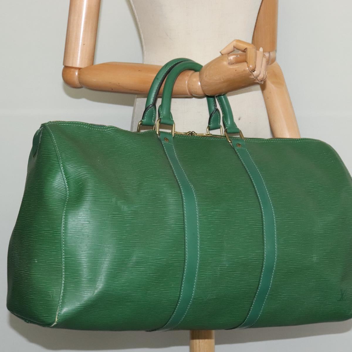 LOUIS VUITTON Epi Keepall 50 Boston Bag Green M42964 LV Auth 128070