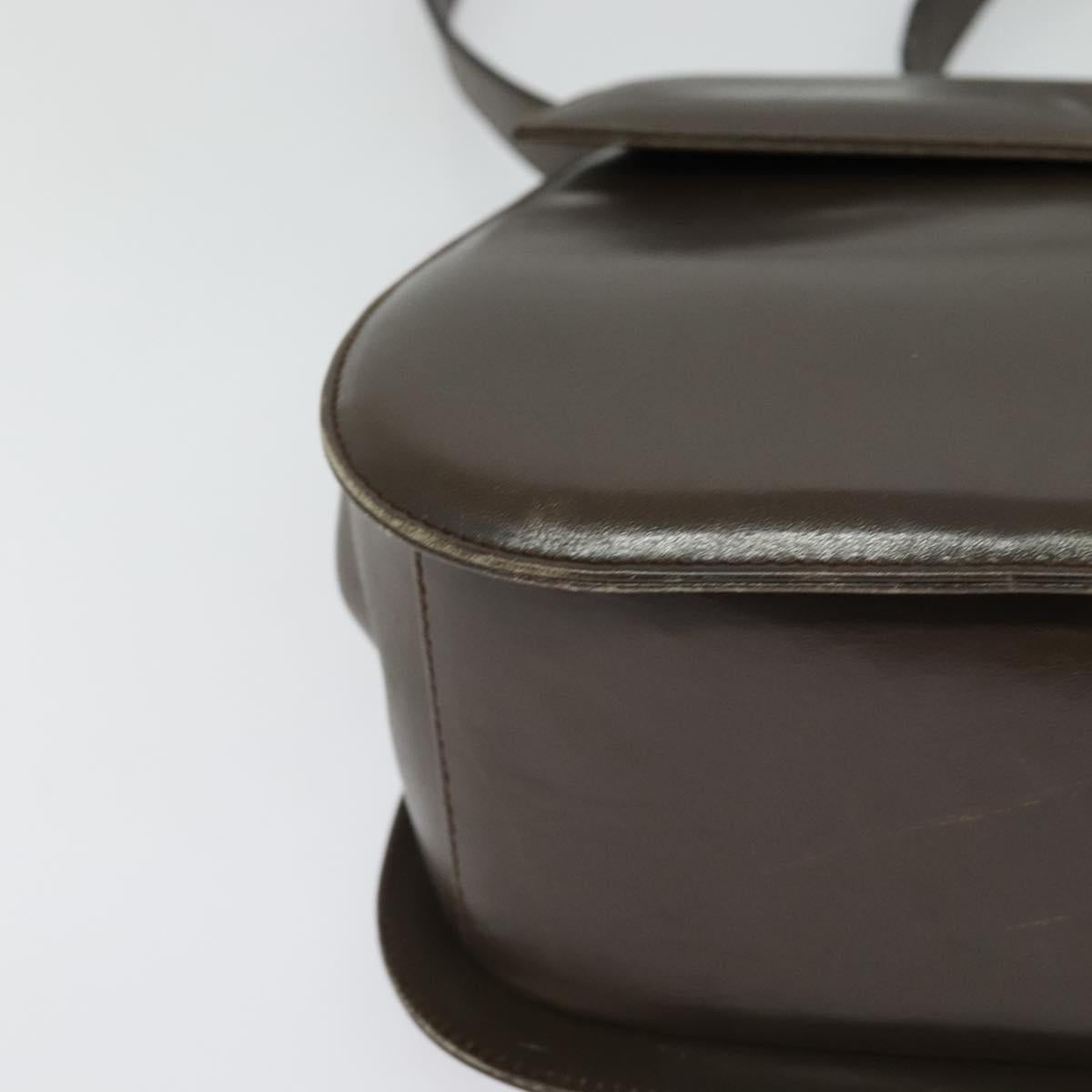 Salvatore Ferragamo Gancini Shoulder Bag Leather Brown Gold Auth 128109
