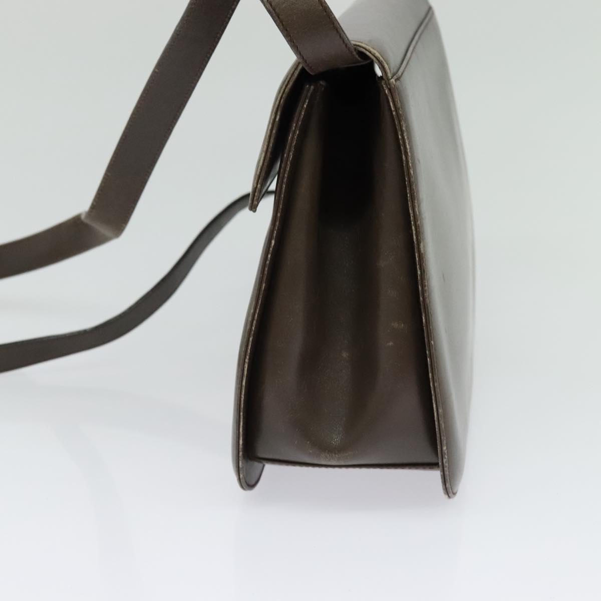 Salvatore Ferragamo Gancini Shoulder Bag Leather Brown Gold Auth 128109