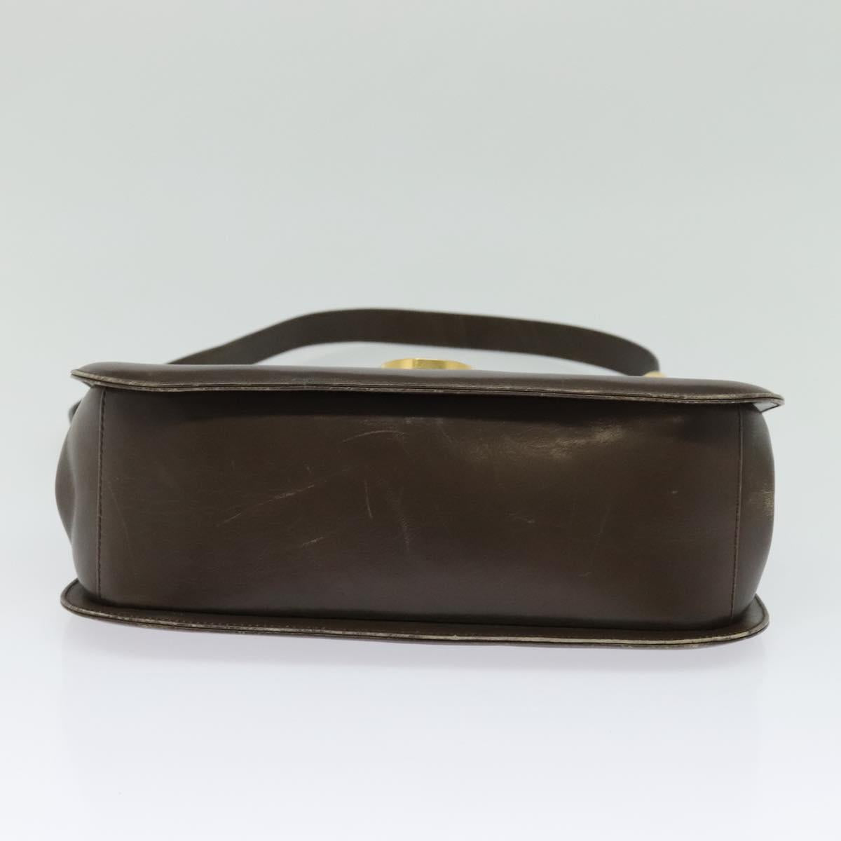 Salvatore Ferragamo Gancini Shoulder Bag Leather Brown Gold Auth 128109