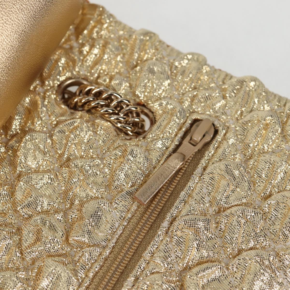 CHANEL Matelasse 23 Double Flap Chain Bag Cotton Leather Gold CC Auth 128126SV