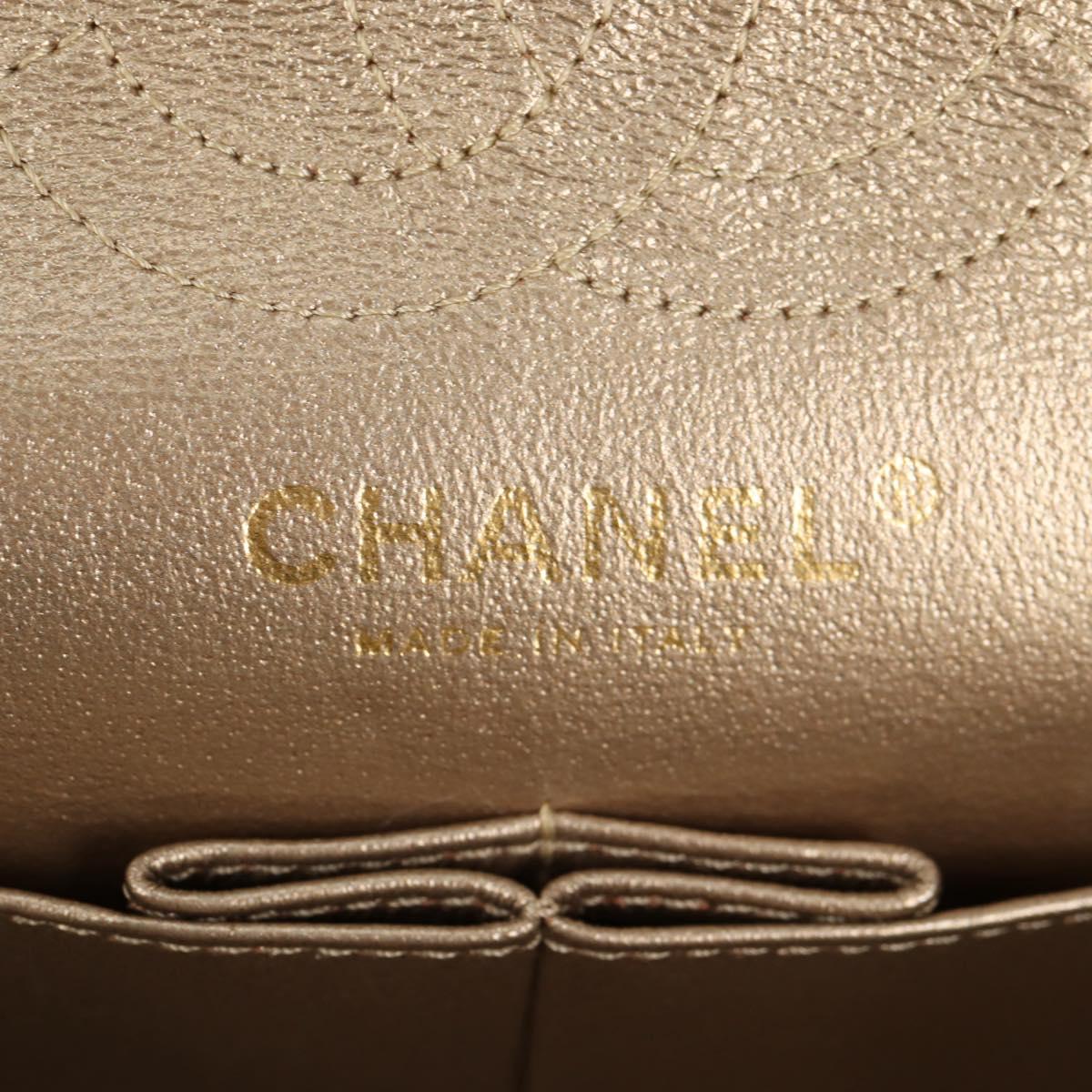 CHANEL Matelasse 23 Double Flap Chain Bag Cotton Leather Gold CC Auth 128126SV