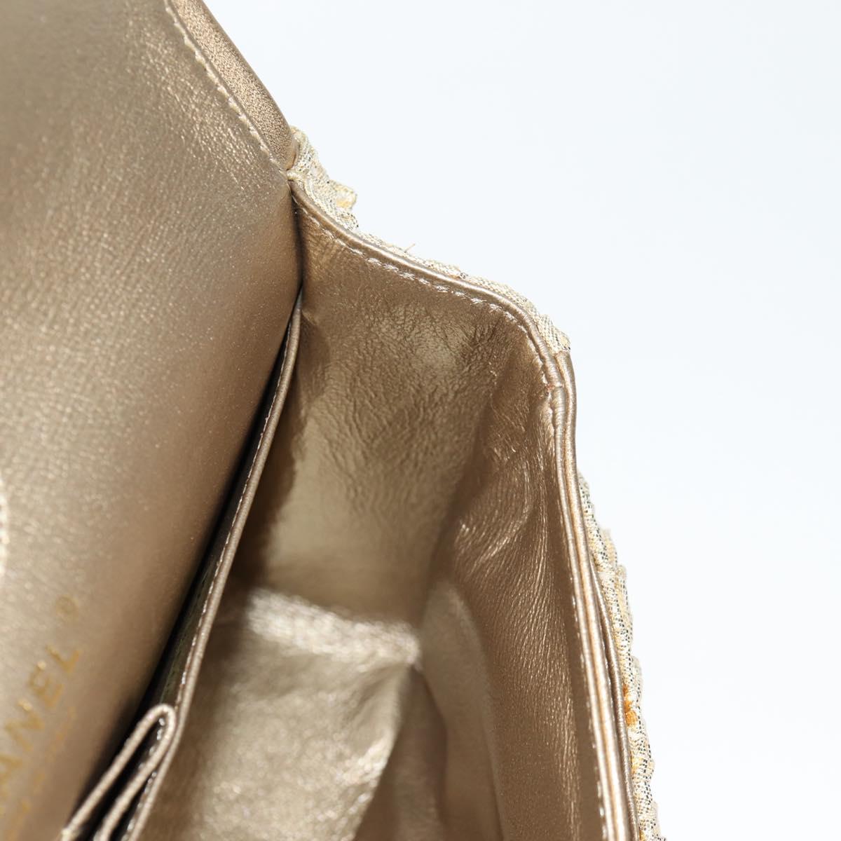 CHANEL Matelasse 23 Double Flap Chain Bag Cotton Leather Gold CC Auth 128126SV