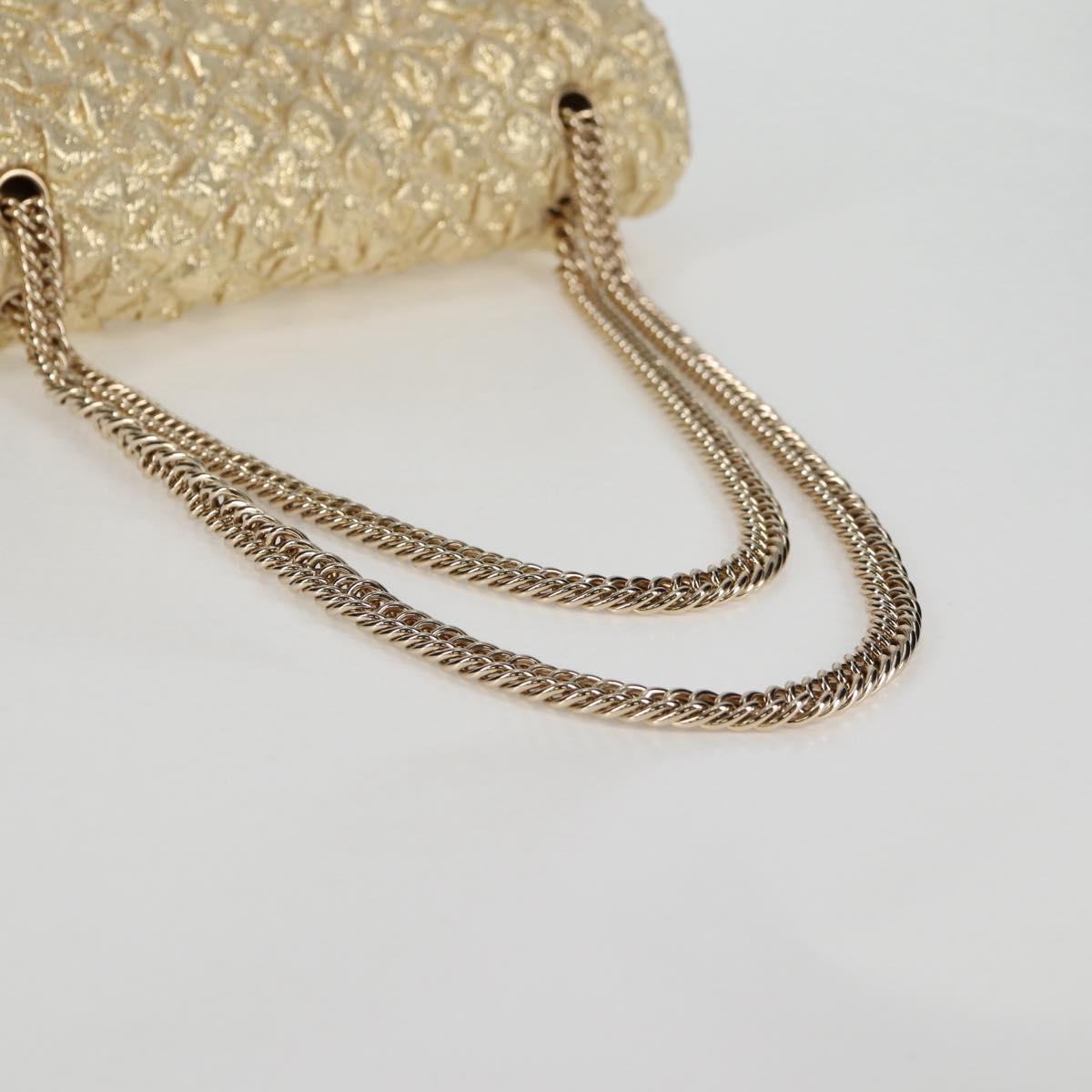 CHANEL Matelasse 23 Double Flap Chain Bag Cotton Leather Gold CC Auth 128126SV
