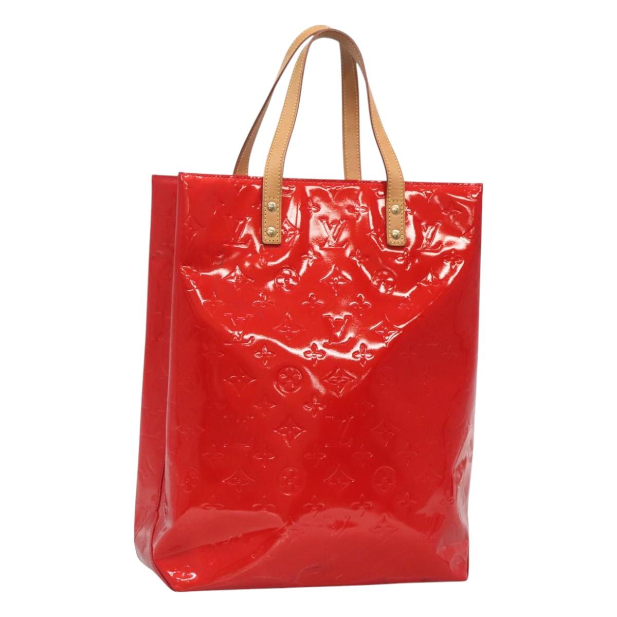 LOUIS VUITTON Monogram Vernis Reade MM Hand Bag Red Rouge M91086 LV Auth 128134