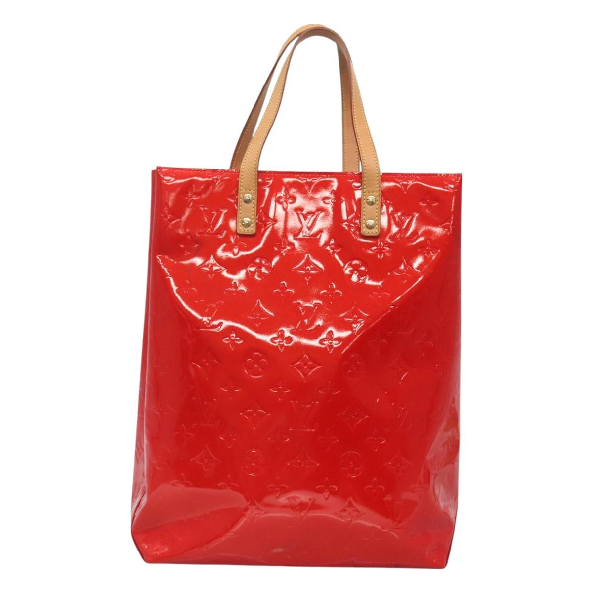 LOUIS VUITTON Monogram Vernis Reade MM Hand Bag Red Rouge M91086 LV Auth 128134